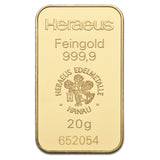 20 GRAMS HERAEUS GOLD BAR