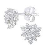 0.28ct Round Diamond Prong Set Cluster Stud Earrings In 9ct White Gold