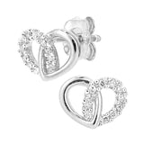 Heart Shape Pave Set Diamond Stud Earrings in 9ct White Gold