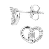 Heart Shape Pave Set Diamond Stud Earrings in 9ct White Gold