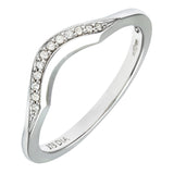 Round Diamond Pave Set Deep Curve Shaped Ring In UK Hallmarked 9ct White Gold