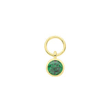 9CT YEL GOLD EMERALD GREEN CZ SINGLE STONE EARRING CHARM ( HOOP NOT INCLUDED)