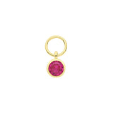 9CT YEL GOLD RUBY RED CZ SINGLE STONE EARRING CHARM ( HOOP NOT INCLUDED)