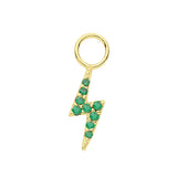 9CT YEL GOLD EMERALD GREEN CZ LIGHTNING BOLT EARRING CHARM ( HOOP NOT INCLUDED)