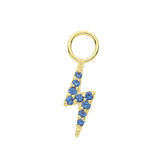 9CT YEL GOLD SAPPHIRE BLUE CZ LIGHTNING BOLT EARRING CHARM ( HOOP NOT INCLUDED)