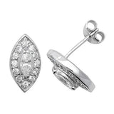 SILVER OVAL CZ STUD EARRINGS