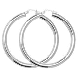 SILVER 40MM PLAIN HOOP EARRINGS