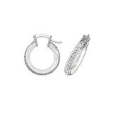 SILVER 10MM CRYSTAL HOOP EARRINGS