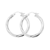 SILVER 20MM TWISTED HOOP EARRINGS