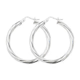 SILVER 25MM TWISTED HOOP EARRINGS