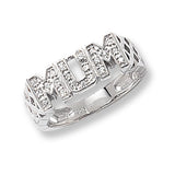 SILVER LADIES' BSKT SIDE MUM CZ RING