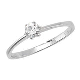 SILVER LADIES' SOLITAIRE CZ RING