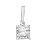 9CT WHT GOLD SML SQR CZ PENDANT